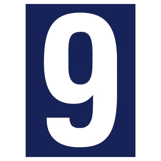 Chiffre adhésif N° rue 9 sur carte - NOVAP