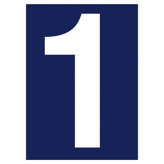 Chiffre adhésif N° rue 1 sur carte - NOVAP