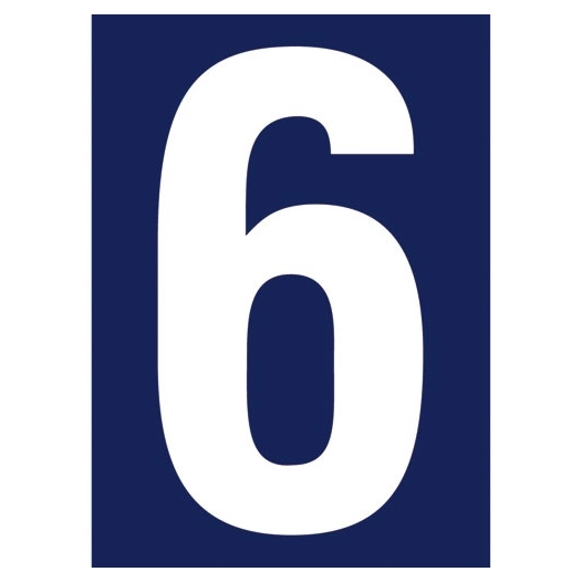 Chiffre adhésif N° rue 6 sur carte - NOVAP