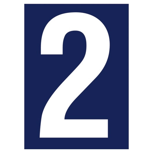 Chiffre adhésif N° rue 2 sur carte - NOVAP