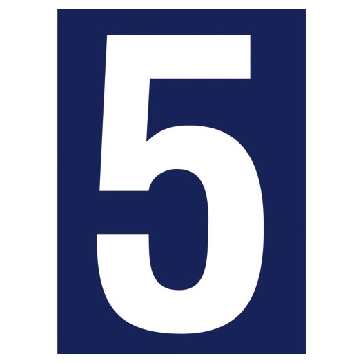 Chiffre adhésif N° rue 5 sur carte - NOVAP