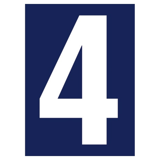 Chiffre adhésif N° rue 4 sur carte - NOVAP