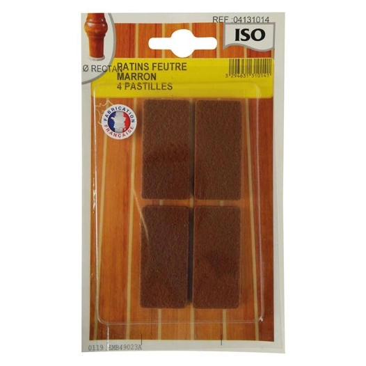 Patin feutre adhésif 25x45 marron x4 sc - ISO