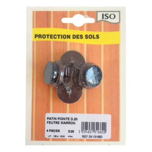 Patin métal à pointe Ø20 blister de 4 pcs - ISO