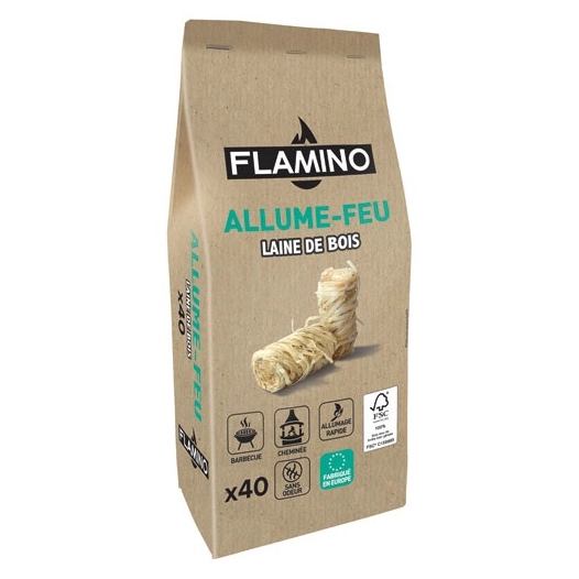 Allume feu laine de bois x 40 - FLAMINO