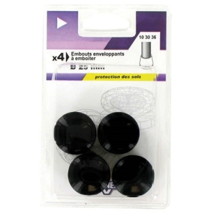 Embout enveloppant plastique noir d.25mm blister de 4 - VYNEX