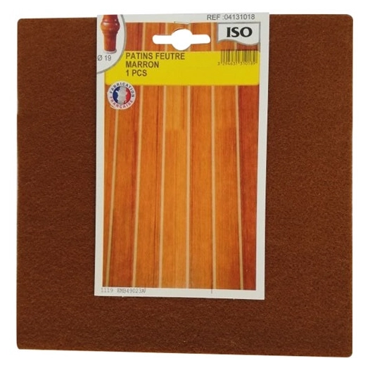 Patin feutre adhésif 190x190 marron x1 sc - ISO
