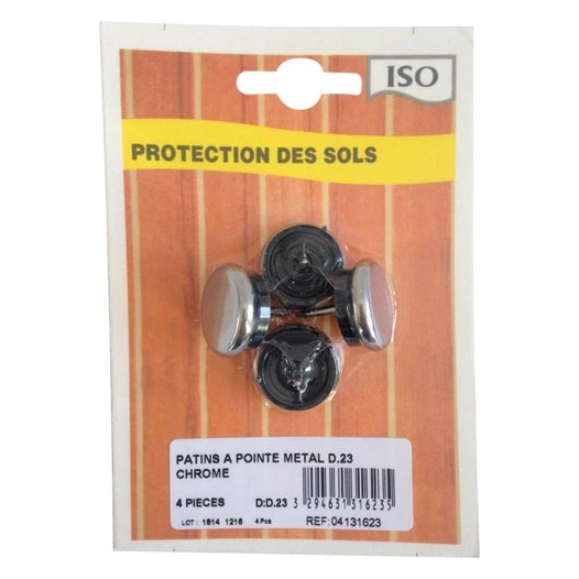 Patin métal à pointe Ø23 blister de 4 pcs - ISO