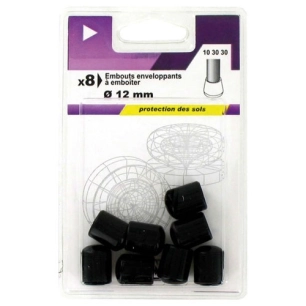 5 Embout enveloppant plastique noir d.12mm blister de 8 - VYNEX