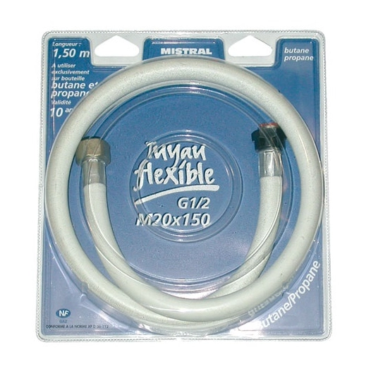 Tuyau gaz butane propane à visser - 1,5 m - MISTRAL GAZ