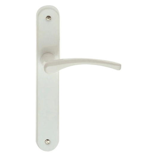 Poignée de porte alu blanc sur plaque sans trou - ALPERTEC