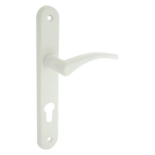 Poignée de porte alu blanc sur plaque cylindre - ALPERTEC