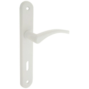 Poignée de porte Eva alu blanc sur plaque à clé - ALPERTEC