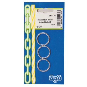Anneau brisé nickelé d.26mm blister de 3. - VYNEX
