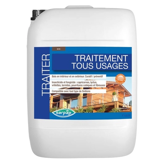 Traitement bois insecticide et fongicide tous usages 20 litres - EBJ