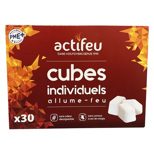 Allume feu sans odeur 30 cubes Actifeu - ACTIFEU