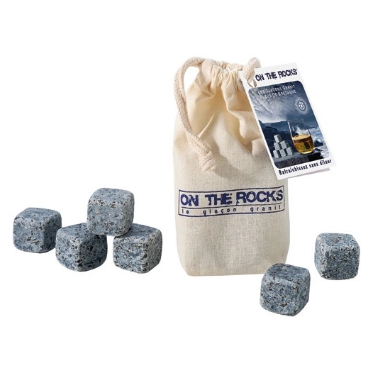 6 pierres à whisky en sachet de coton naturel - ON THE ROCKS