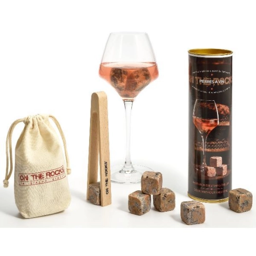 Lot de 6 glaçons Granit + pince à glaçons en hêtre - Pierres à vin - ON THE ROCKS