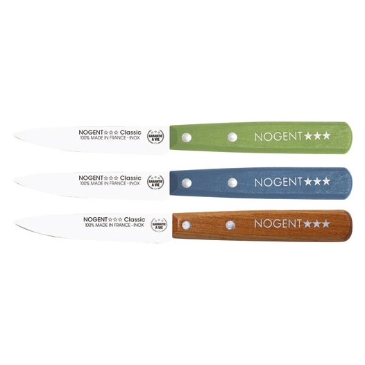 Boîte 20 couteaux Office 9 cm Vert / Bleu / Cerisier - Classic Bois - NOGENT