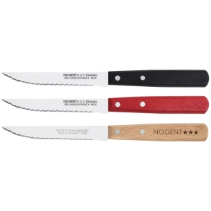 Boîte 20 couteaux à steak 11 cm Rouge/ Noir/ Hêtre - Classic Bois - NOGENT