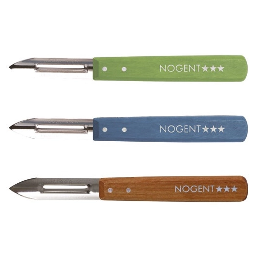 Boîte 20 éplucheurs 2 tranchants Vert Olive / Bleu Paon / Cerisier des Bois - NOGENT