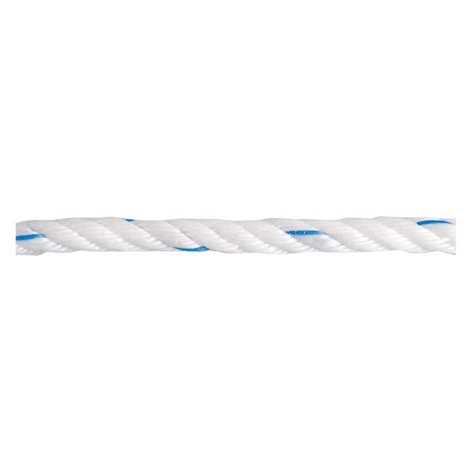 Corde polypro. torsadée blanc/bleu Ø6mm bobine 100m - CHAPUIS
