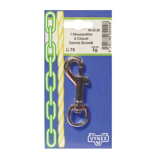 Mousqueton à pompe 78mm blister - VYNEX