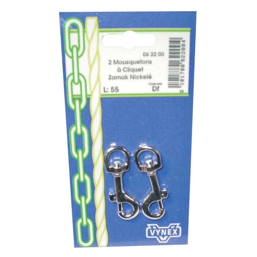 Mousqueton à pompe 55mm blister de 2 - VYNEX