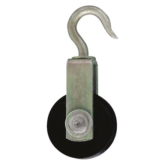 Poulie crochet ac. zing. galet Ø40mm corde Ø10mm 63kg bl1 - CHAPUIS