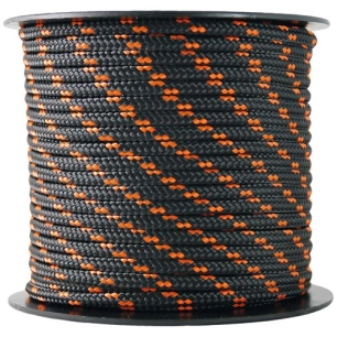 Tresse polyester/polyamide noir/orange Ø3mm 200kg bobine 25m - CHAPUIS