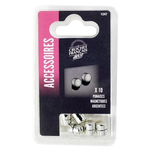 Punaise magnétique argent sachet x10 - LE CROCHET FRANCAIS