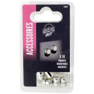 Punaise magnétique argent sachet x10 - LE CROCHET FRANCAIS