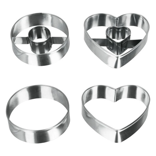 Découpoir 5.5cm x4 inox rond et coeur - METALTEX