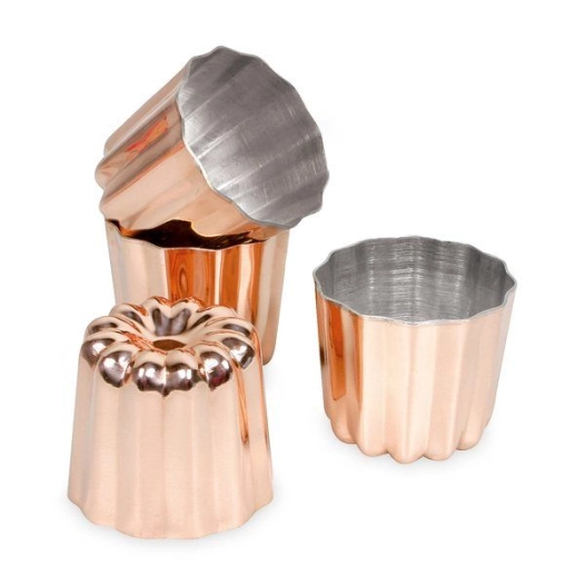 Lot de 4 moules à cannelés 4.5 cm en cuivre - PATISSE