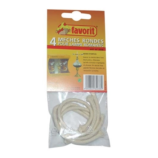 Mèche ronde p/lampe huile d.5mm x4 2038 - FAVORIT