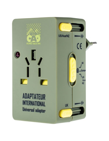 Adaptateur de prise universel kaki et jaune - CAO
