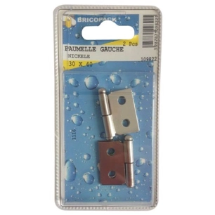 Paumelle nickelee 30x40 gauche blister - BRICOPACK
