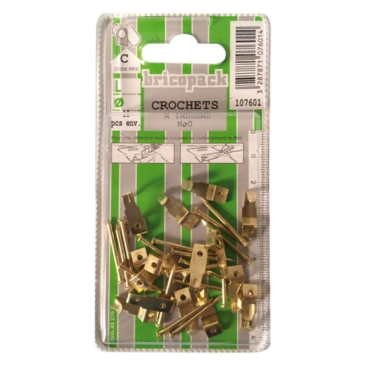 Crochet à tableau N°0 blister de 15 pièces - BRICOPACK