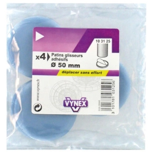 Patin glisseur ptfe gris adhésif d.50mm blister de 4 - VYNEX