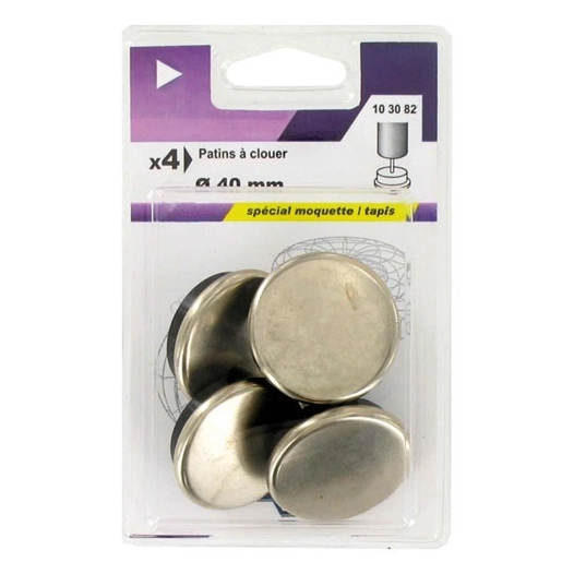 5 Patin à clouer métal d.40mm blister de 4 - VYNEX