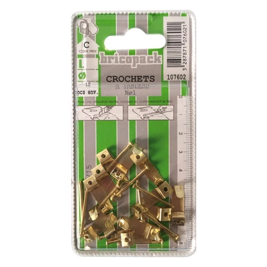 Crochet à tableau N°1 blister de 12 pièces - BRICOPACK
