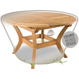 Housse table ronde 6 personnes d.120cm gris mastic opaque - JARDILINE