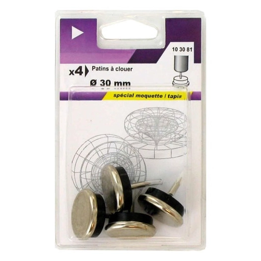 5 Patin à clouer métal d.30mm blister de 4 - VYNEX