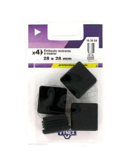 5 Embout rentrant carré plastique noir 28x28mm blister de 4 - VYNEX