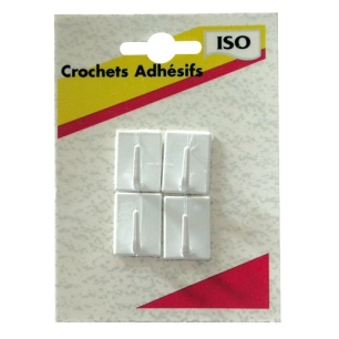Crochet adhésif mini x4 blanc 535201 - ISO