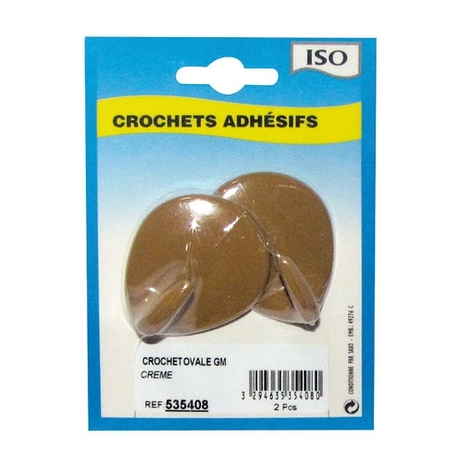 Crochet adhésif ovale céramique crème gm bl2 - ISO