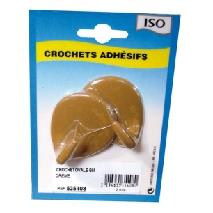 Crochet adhésif ovale céramique ivoire gm bl2 - ISO