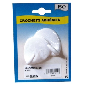 Crochet adhésif ovale céramique blanc gm bl2 - ISO
