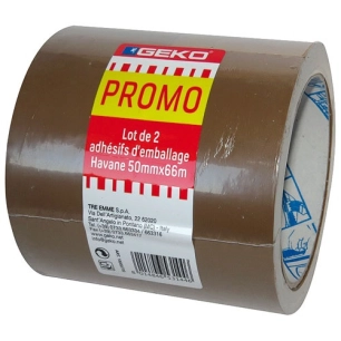 Adhésif emballage havane promo 50mmx66m lot de 2 - GEKO