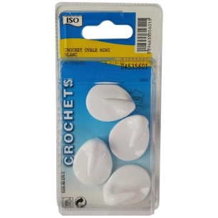 Crochet adhésif ovale céramique mini blanc bl4 - ISO